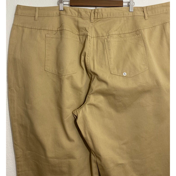 Woman Within 34T Tan Pants Chino Womens Cotton Flat Front Cropped Natural Fit - Picture 4 of 7